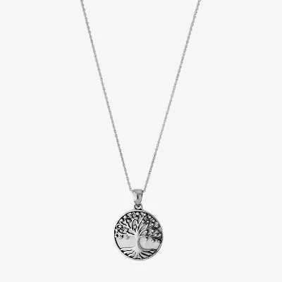 Tree Of Life Womens White Mother Of Pearl Sterling Silver 16 Inch Pendant Necklace