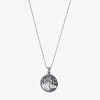 Tree Of Life Womens White Mother Of Pearl Sterling Silver 16 Inch Pendant Necklace