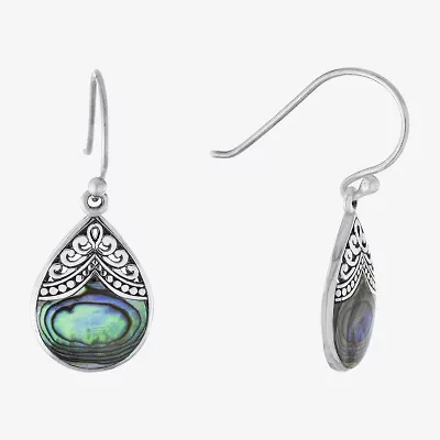 Bali Inspired Womens Abalone Sterling Silver Drop Earrings