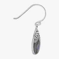 Bali Inspired Womens Abalone Sterling Silver Drop Earrings