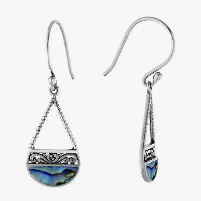 Bali Inspired Womens Abalone Sterling Silver Drop Earrings