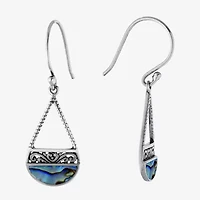 Bali Inspired Womens Abalone Sterling Silver Drop Earrings
