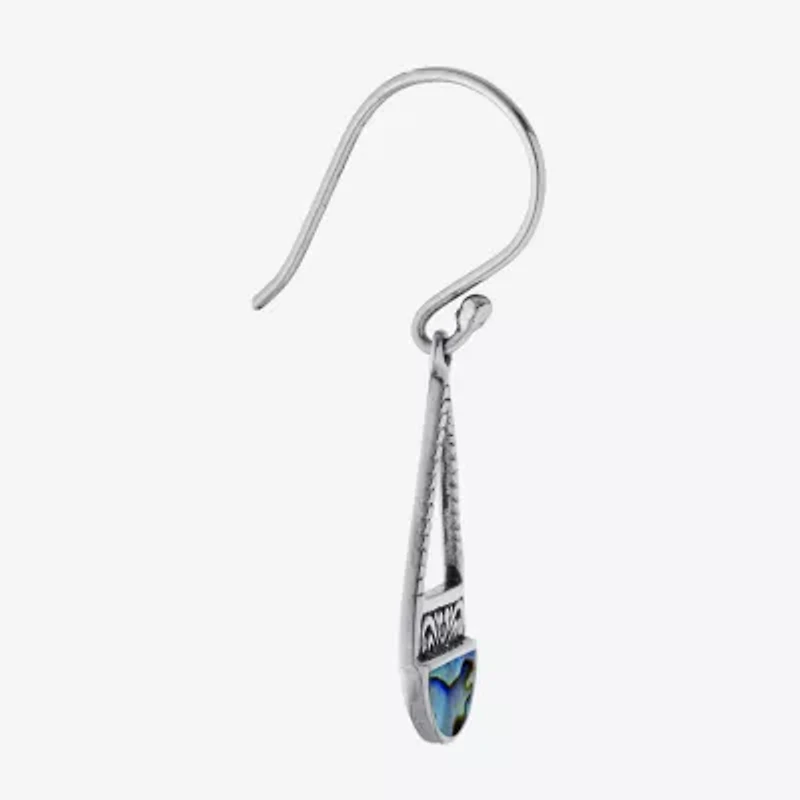 Bali Inspired Womens Abalone Sterling Silver Drop Earrings