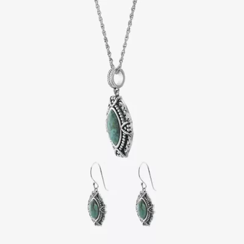 Womens Enhanced Blue Turquoise Sterling Silver -pc. Jewelry Set