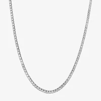 Adjustable Length Womens Cubic Zirconia Sterling Silver 26 Inch Tennis Necklace