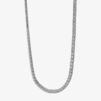 Adjustable Length Womens Cubic Zirconia Sterling Silver 26 Inch Tennis Necklace
