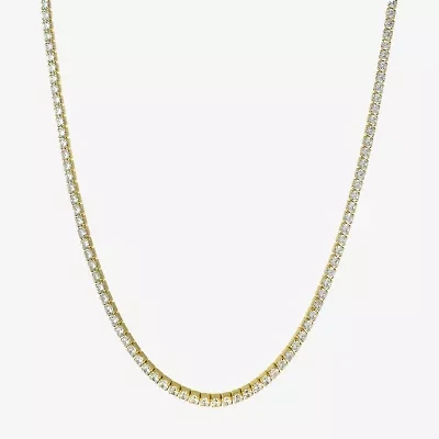 Adjustable Length Womens Cubic Zirconia 14K Gold Over Silver 26 Inch Tennis Necklace
