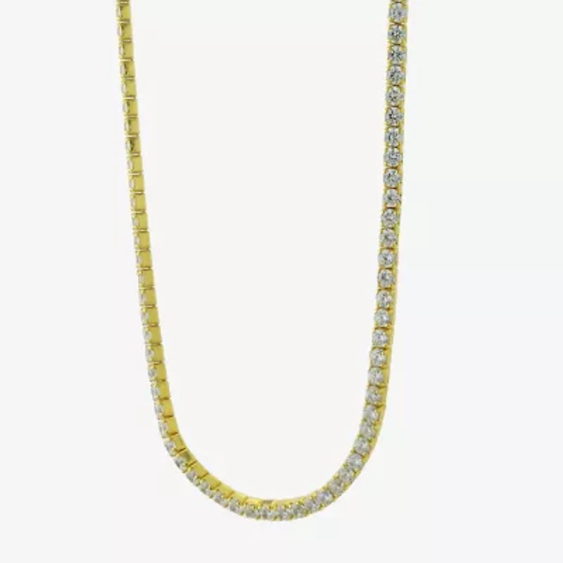 Adjustable Length Womens Cubic Zirconia 14K Gold Over Silver 26 Inch Tennis Necklace