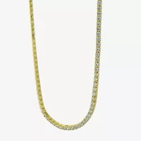Adjustable Length Womens Cubic Zirconia 14K Gold Over Silver 26 Inch Tennis Necklace