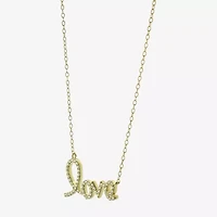 Diamonart "Love" Womens Cubic Zirconia 14K Gold Over Silver 16 Inch Pendant Necklace