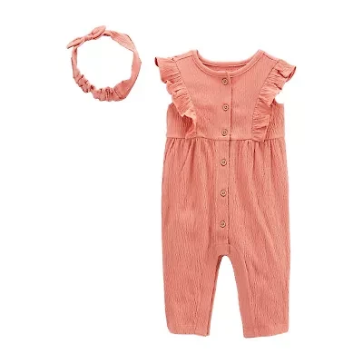 Carter's Baby Girls Crew Neck Sleeveless 2-pc. Jumpsuit