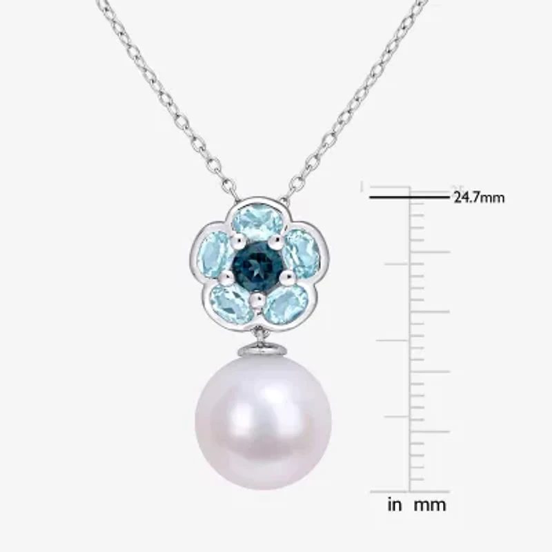 Womens White Cultured Freshwater Pearl Sterling Silver 18 Inch Pendant Necklace