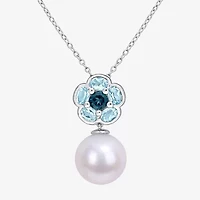 Womens White Cultured Freshwater Pearl Sterling Silver 18 Inch Pendant Necklace