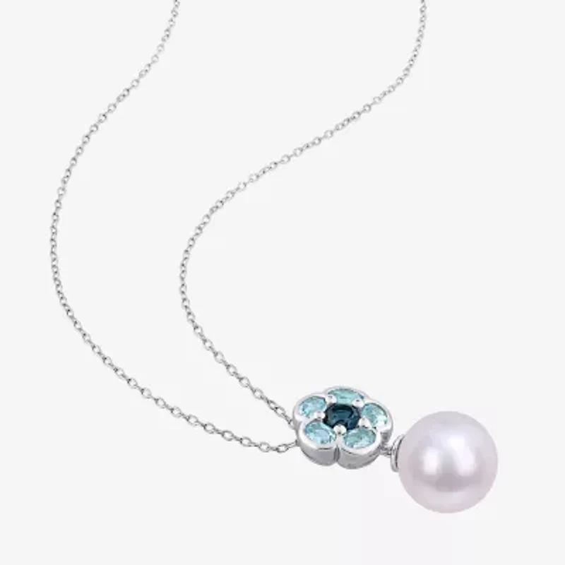 Womens White Cultured Freshwater Pearl Sterling Silver 18 Inch Pendant Necklace