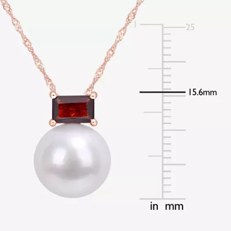 Womens White Cultured Freshwater Pearl 10K Rose Gold 17 Inch Pendant Necklace