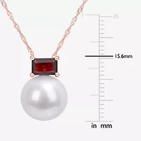 Womens White Cultured Freshwater Pearl 10K Rose Gold 17 Inch Pendant Necklace