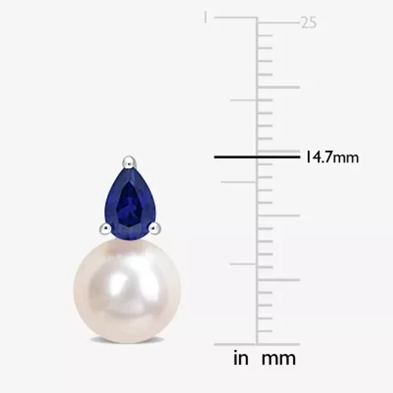 White Cultured Freshwater Pearl Sterling Silver 14.7mm Stud Earrings