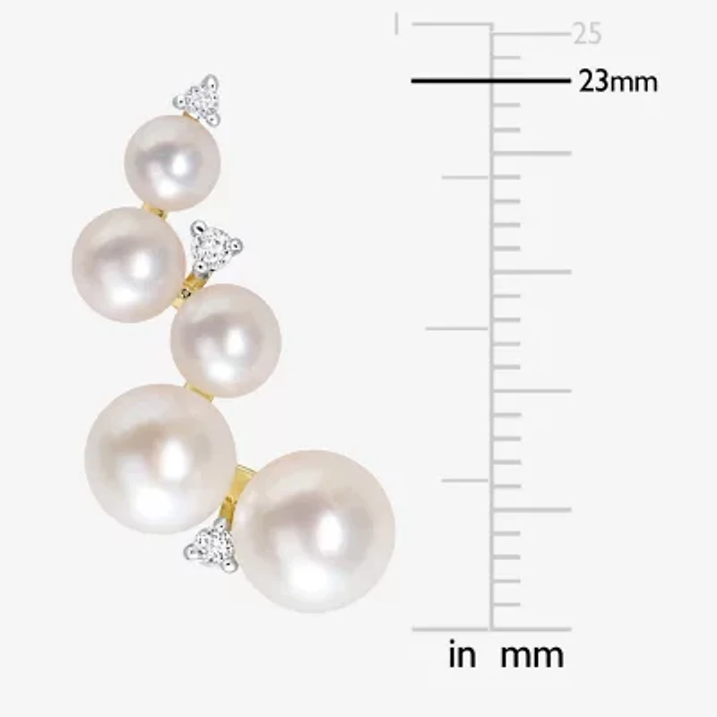 Womens White Cultured Freshwater Pearl 18K Gold Over Silver Drop Earrings