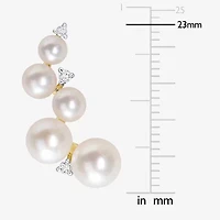 Womens White Cultured Freshwater Pearl 18K Gold Over Silver Drop Earrings