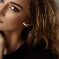 Womens White Cultured Freshwater Pearl 18K Gold Over Silver Drop Earrings