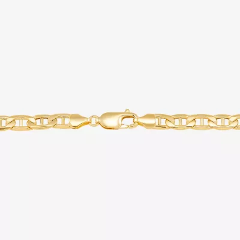 Made in Italy Mens 10K Gold Semisolid Link Chain Bracelet