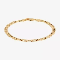 Made in Italy Mens 10K Gold Semisolid Link Chain Bracelet