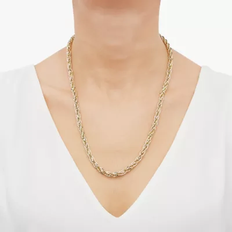 Womens 10K Gold 22 Inch Link Chain Necklace