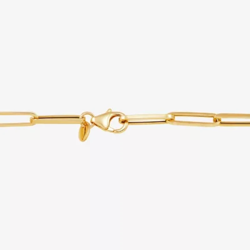 Gold Addiction Womens 14K Gold 7.5 Inch Hollow Paperclip Chain Bracelet