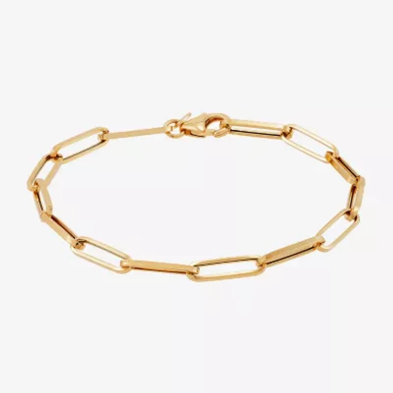 Gold Addiction Womens 14K Gold 7.5 Inch Hollow Paperclip Chain Bracelet