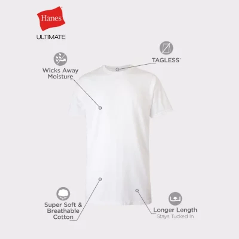 Hanes Mens 4 Pack Short Sleeve Crew Neck Moisture Wicking T-Shirt Tall