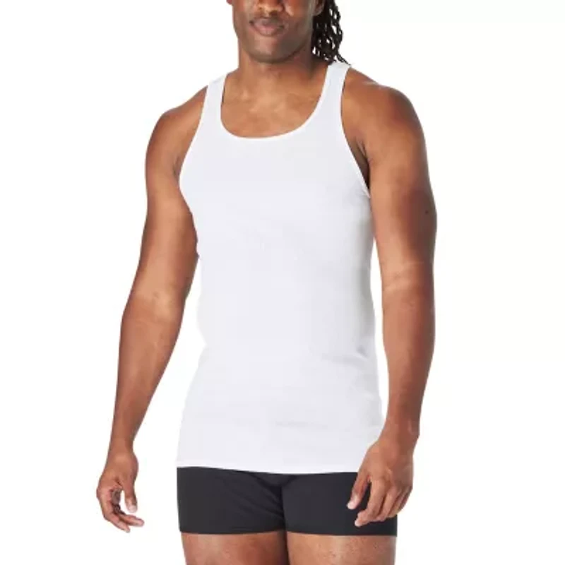 Hanes Mens Round Neck Sleeveless 5 Pack Tall Tank