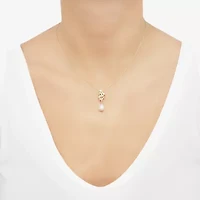 Womens White Cultured Freshwater Pearl 14K Gold Over Silver Sterling Silver 18 Inch Pendant Necklace