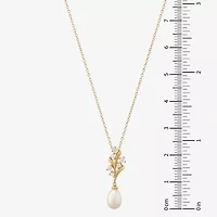 Womens White Cultured Freshwater Pearl 14K Gold Over Silver Sterling Silver 18 Inch Pendant Necklace