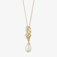 Womens White Cultured Freshwater Pearl 14K Gold Over Silver Sterling Silver 18 Inch Pendant Necklace