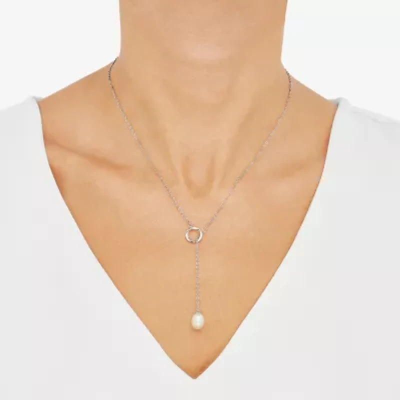 Womens Dyed White Cultured Freshwater Pearl Sterling Silver 18 Inch Pendant Necklace