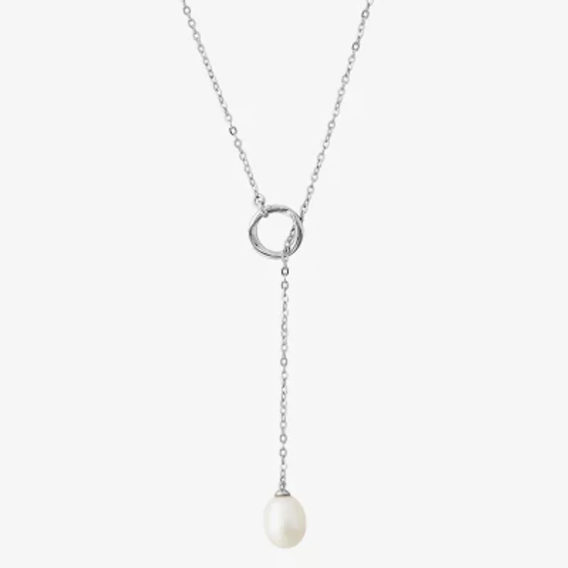 Womens Dyed White Cultured Freshwater Pearl Sterling Silver 18 Inch Pendant Necklace