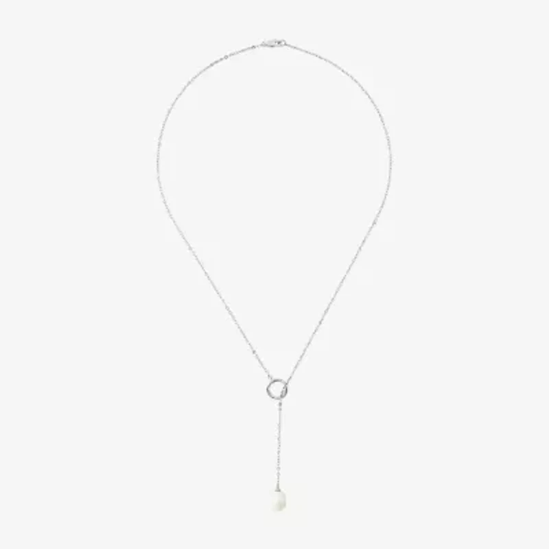 Womens Dyed White Cultured Freshwater Pearl Sterling Silver 18 Inch Pendant Necklace