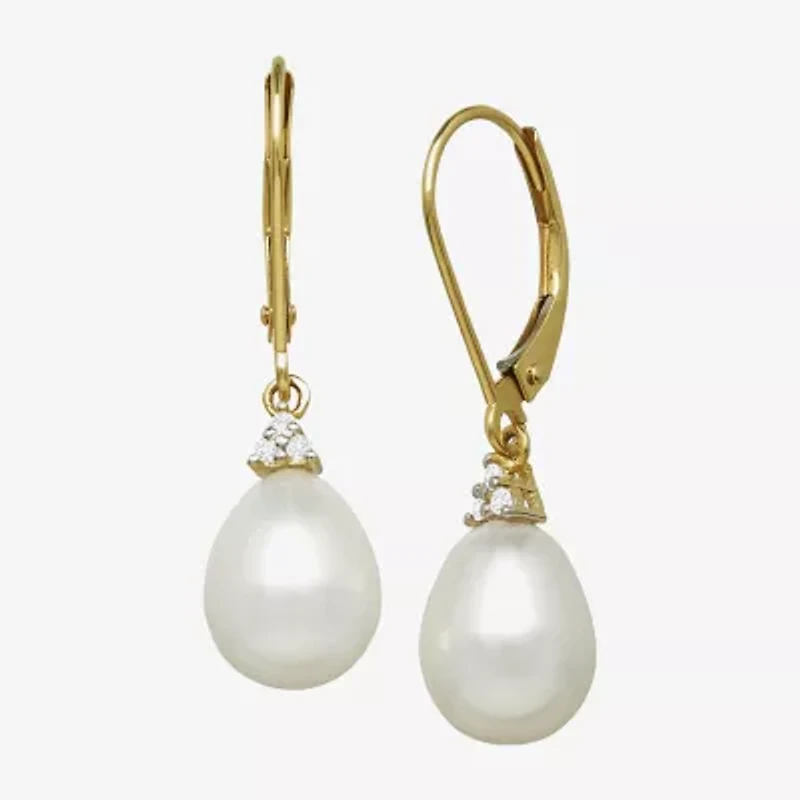 Certified Sofia™ Cultured Freshwater Pearl 14K Yellow Gold Earrings