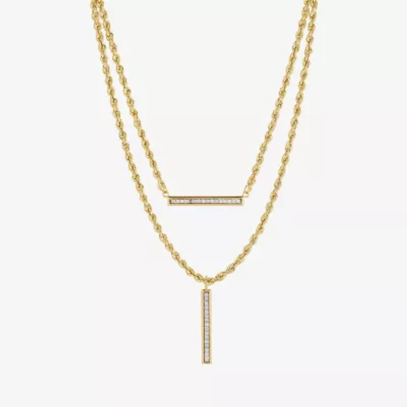 Womens 1/8 CT. T.W. Natural White Diamond 10K Gold 17 Inch Pendant Necklace