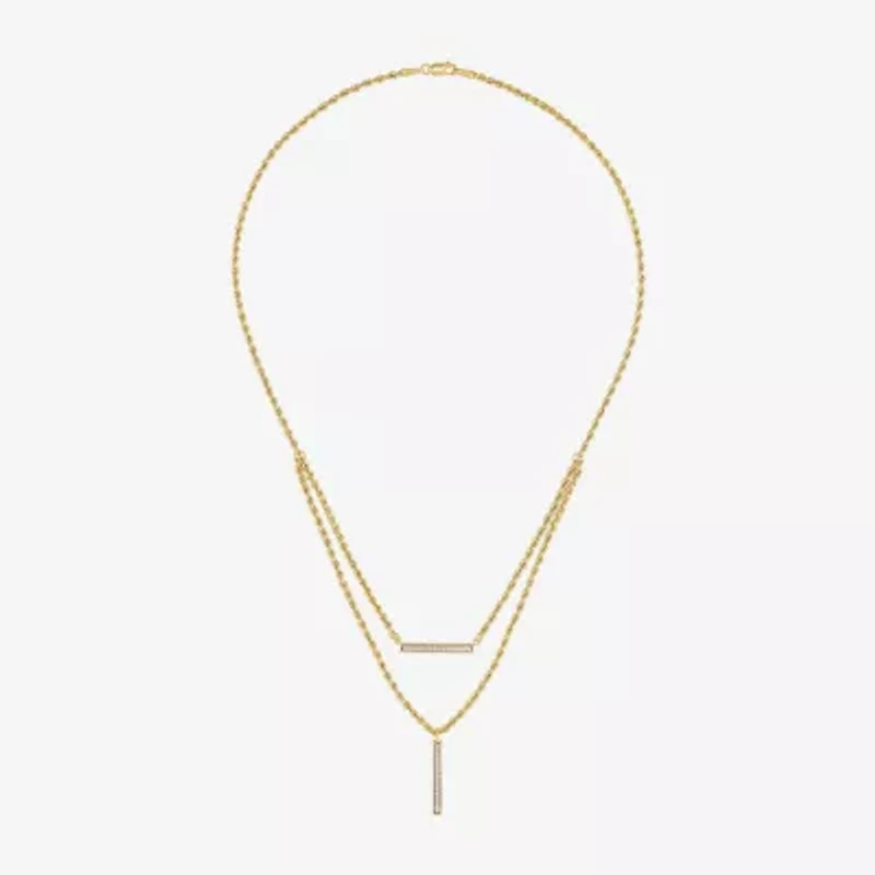 Womens 1/8 CT. T.W. Natural White Diamond 10K Gold 17 Inch Pendant Necklace
