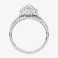 Womens 1/2 CT. T.W. Natural White Diamond 10K Gold Pear Halo Engagement Ring