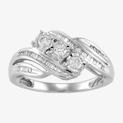 Love Lives Forever 1/2 CT.T.W. Round White Natural Diamond 10K Gold 3-Stone Ring