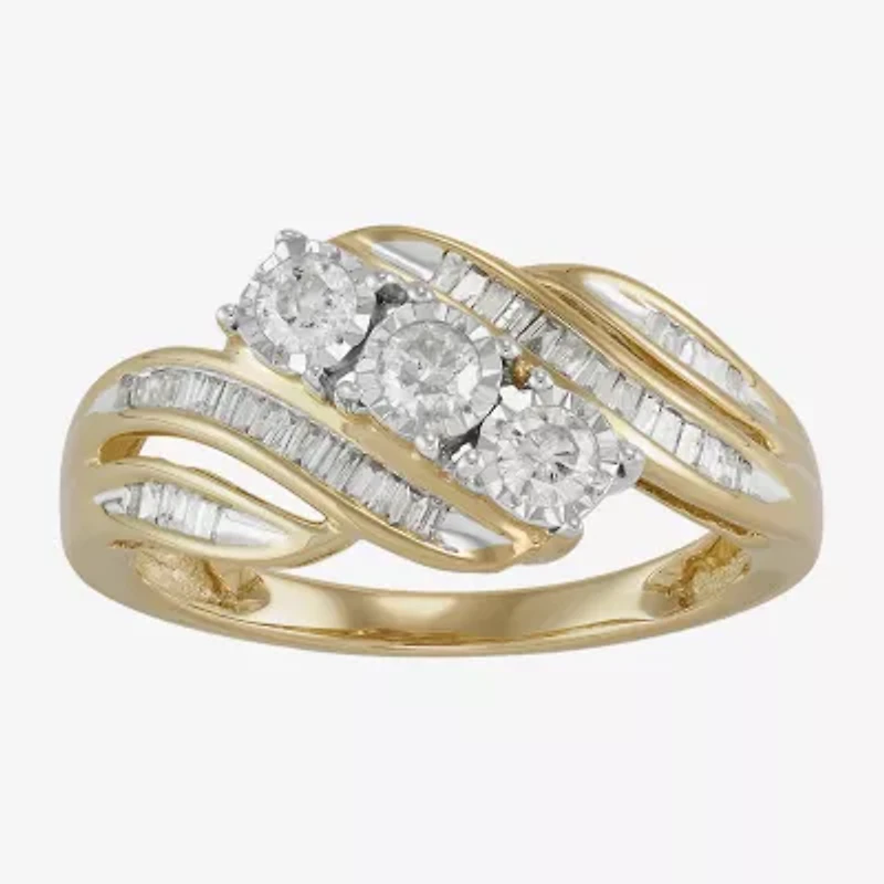 Love Lives Forever 1/2 CT.T.W. Round White Natural Diamond 10K Gold 3-Stone Ring