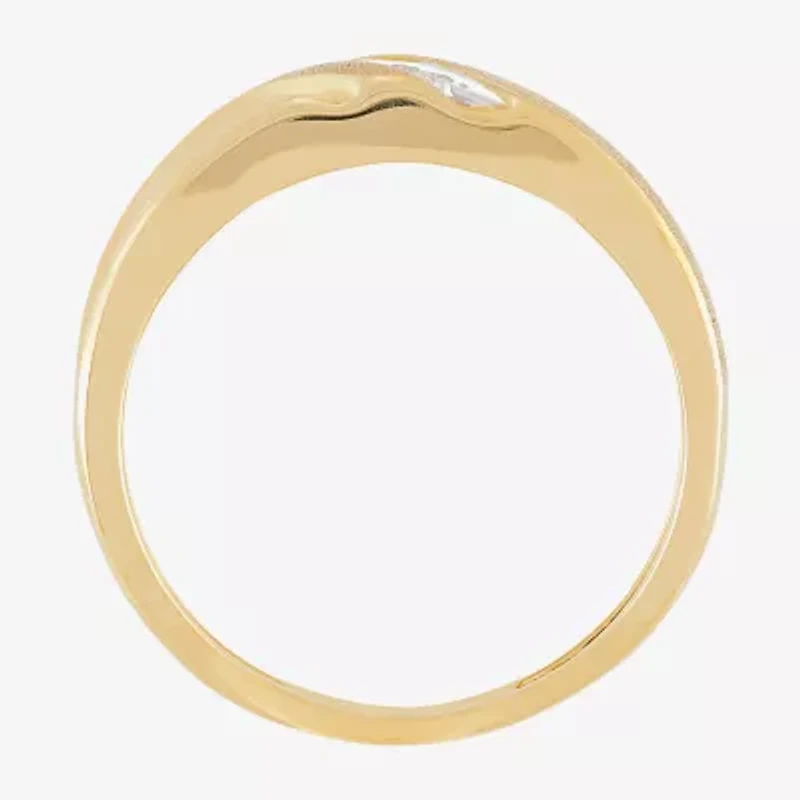 Mens Diamond-Accent Band 10K Gold
