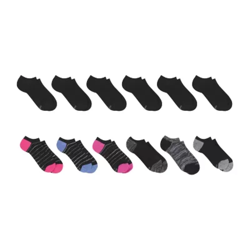 Hanes Lightweight Womens Multi-Pack 12 Pair Plus Tall No Show Socks
