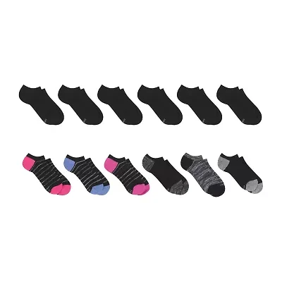 Hanes Lightweight Womens Multi-Pack 12 Pair Plus Tall No Show Socks