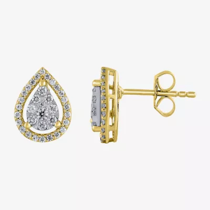 1/2 CT. T.W. Natural White Diamond 14K Two Tone Gold 11.8mm Stud Earrings