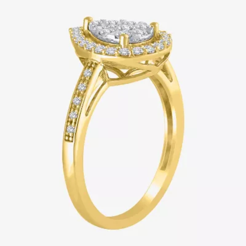 Womens 1/2 CT. T.W. Natural White Diamond 14K Two Tone Gold Cocktail Ring