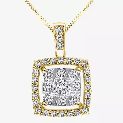 Womens 1/2 CT. T.W. Natural White Diamond 14K Two Tone Gold 18 Inch Pendant Necklace