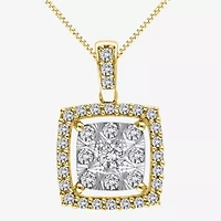 Womens 1/2 CT. T.W. Natural White Diamond 14K Two Tone Gold 18 Inch Pendant Necklace